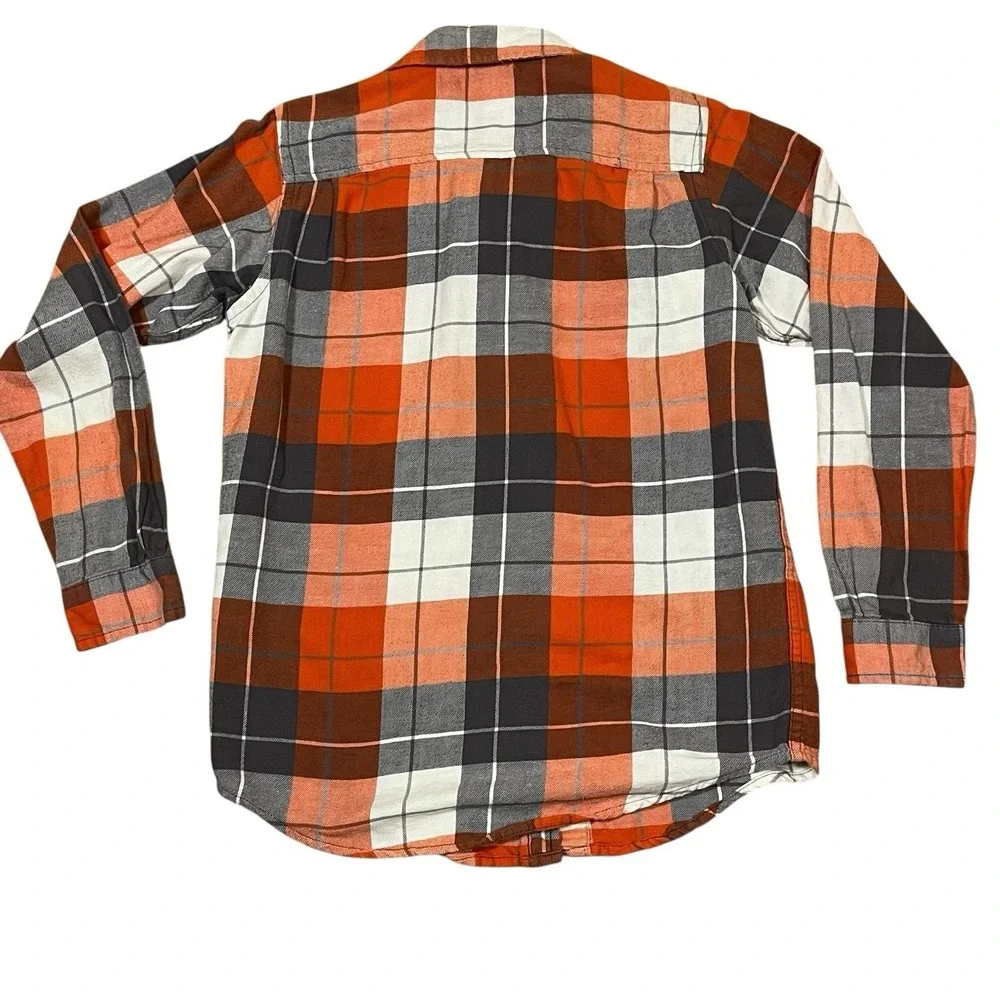 Kids The Children's Place Orange Gray Flannel Button Shirt Size XL‎ 14 Preppy
